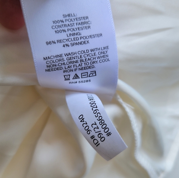 Express Tulle Polka Dot Tie Mock Neck Puff Sleeve Top Cream XS - Picture 9 of 11